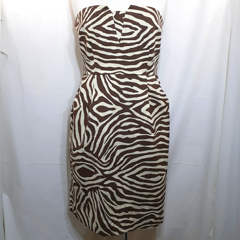 Kate Spade Brown and cream zebra print dress